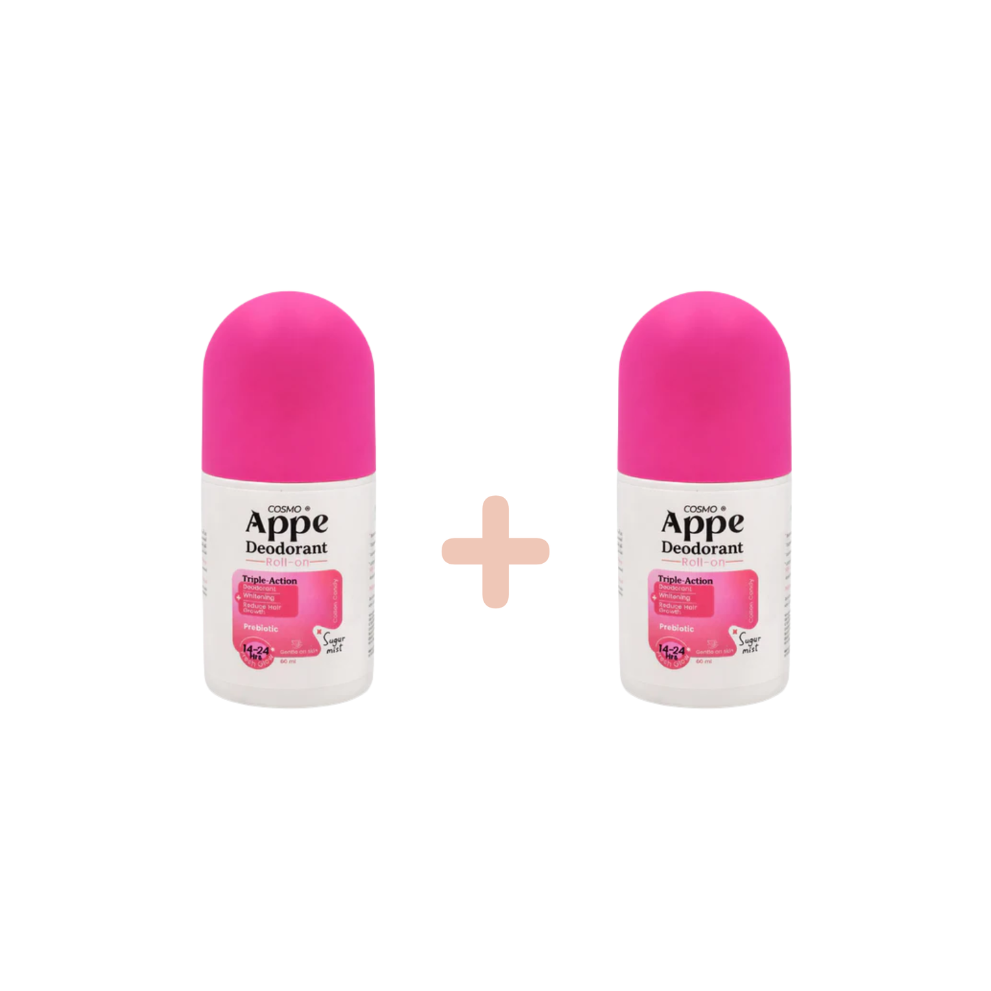 ابي رول اون ديودرانت كوتن كاندي 60 مل عرض 1+1 - Appe Roll-On Cotton Candy Scent 60ml (1+1) Offer