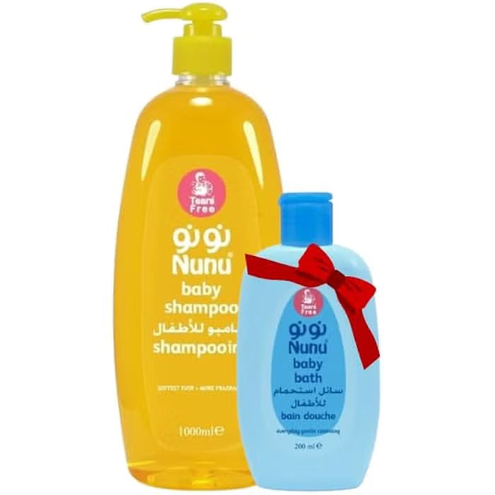 نونو شامبو 1لتر + سائل استحمام 200مل عرض - Nunu Baby Shampoo 1L + Shower Gel 200ML - Baby Care Combo