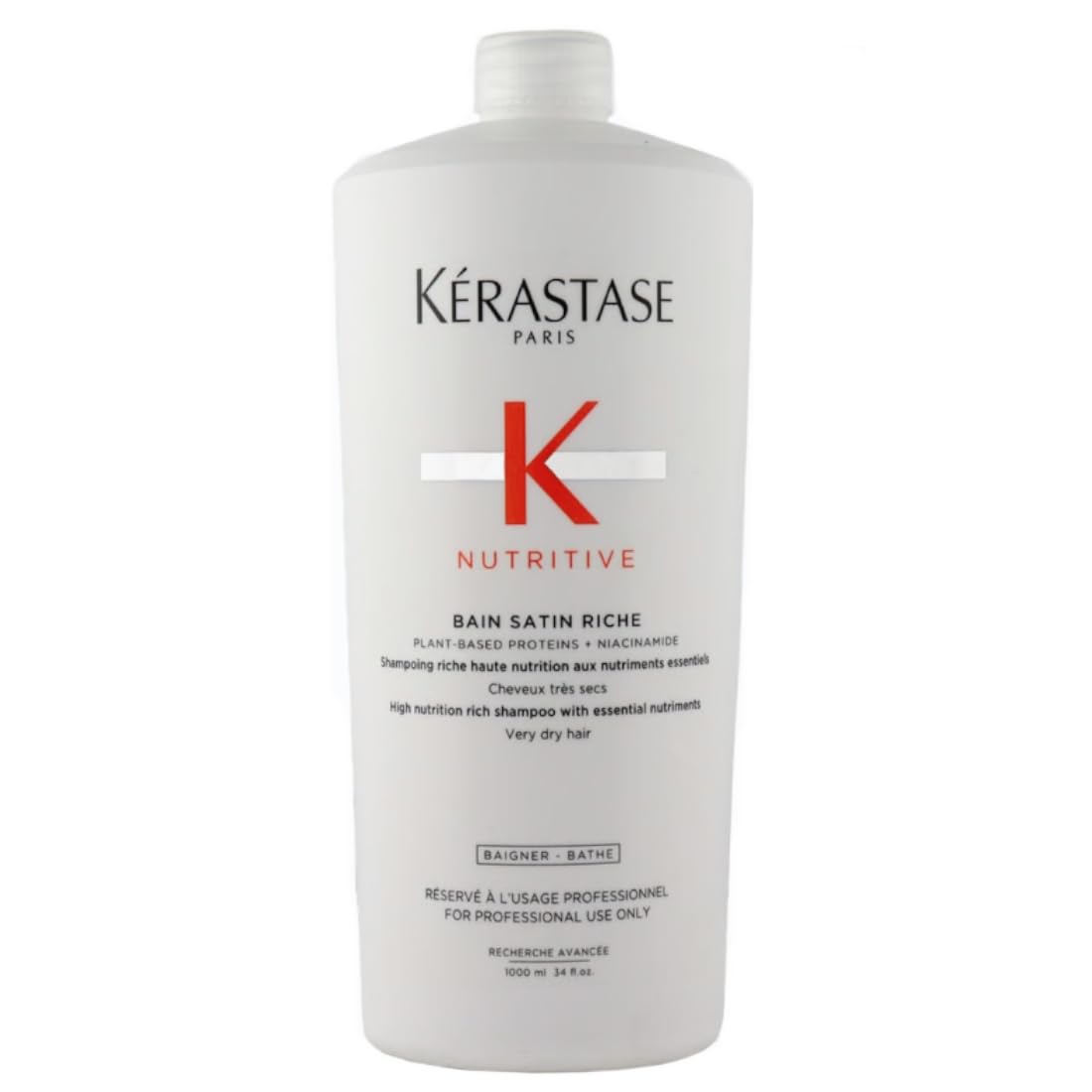 كريستاس نتريتيف شامبو 1000مل بين ريتش - Kérastase Nutritive Bain Satin Riche High-Nutrition Shampoo 1000ml (Salon Size)