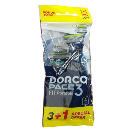 دوركو ماكينة حلاقة3 شفرة رجالي كيس3+1 - Dorco Men's 3-Blade Disposable Razor - 3+1 Pack