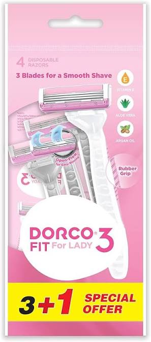 دوركو ماكينة حلاقة3 شفرة حريمي كيس3+1 - Dorco Women's 3-Blade Disposable Razor - 3+1 Pack