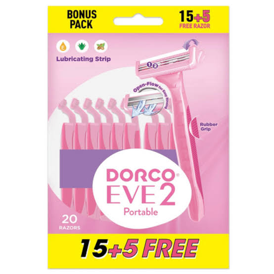 دوركو ماكينة حلاقة2شفرة حريمي كيس20ق - Dorco Women's 2-Blade Disposable Razor - 20 Pieces Pack