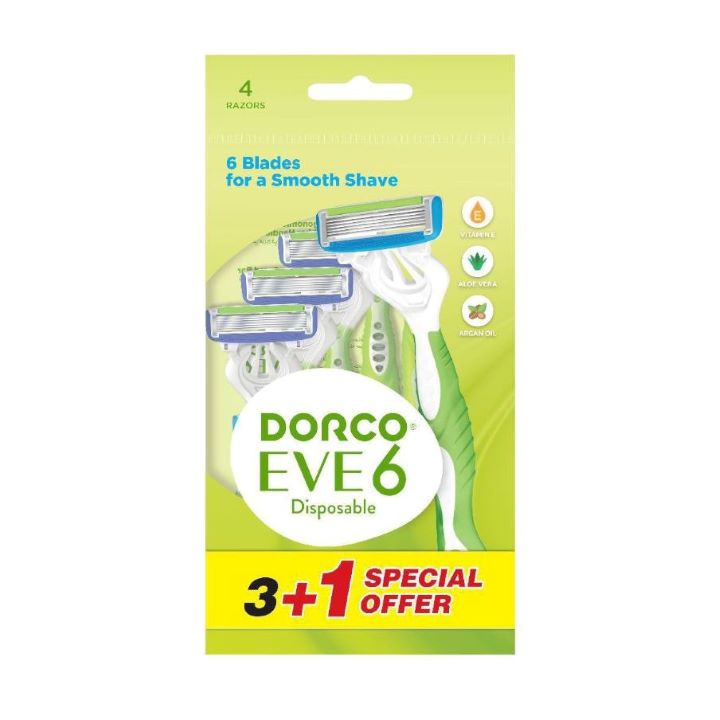 دوركو امواس ايفي حريمي 6شفرة 4 امواس - Dorco Eve Women's 6-Blade Shaving Cartridges - 4 Pack