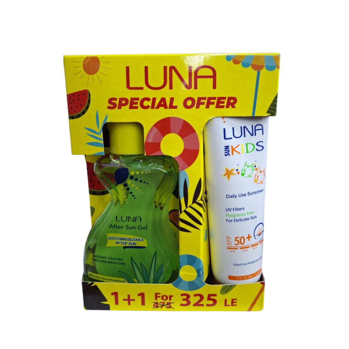 لونا صن كيدز 130مل + افتر صن جيل 210مل - Luna Kids Sun Protection Cream 130 ml + After Sun Gel 210 ml Set