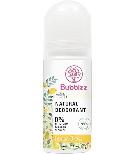 ببلز رول اون طبيعي 80مل عشبة الليمون - Bubbles Natural Roll-On Deodorant 80 ml - Lemongrass