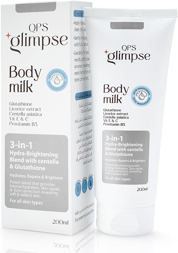 كيو بى اس جليمبز 3*1بادى ميلك 200مل - QPS Body Milk, 3-in-1 Hydra-brightening Blend, 200ml
