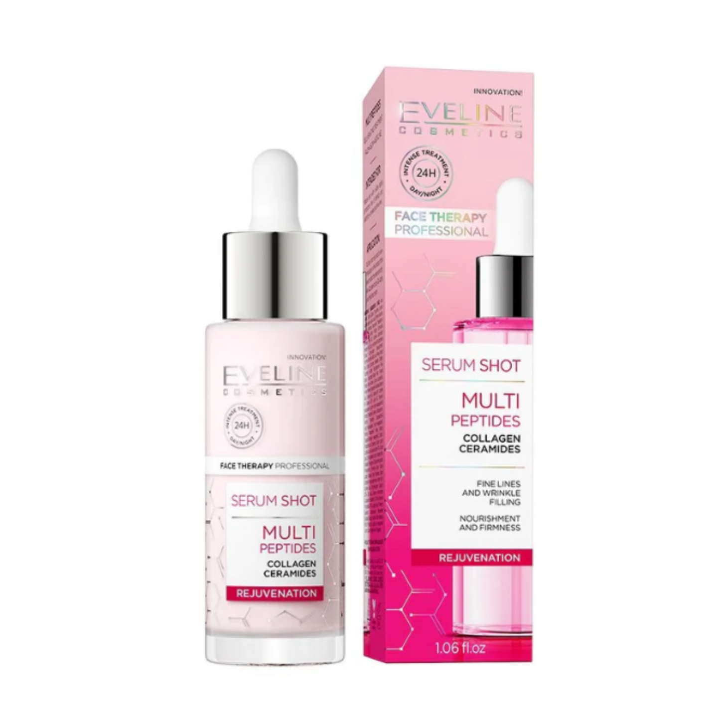 ايفي لاين سيرم شوت مالتى بيبتد30مل - Eveline Serum Shot Multipeptides rejuvenating treatment for face, neck and neckline