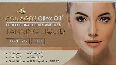 كولاجين اويليكس اويل امبولات تانينج حمايه 75 دهبي - Oilex Collagen Tanning Oil Ampoules with SPF 75 - Gold