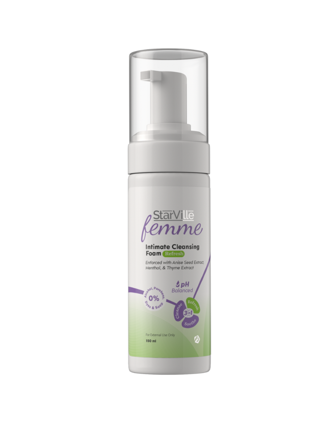 StarVille Femme Intimate Cleansing Foam Refresh 150 ml - ستار فيل فيم إنتيميت كلينسينج فوم ريفريش 150 مل