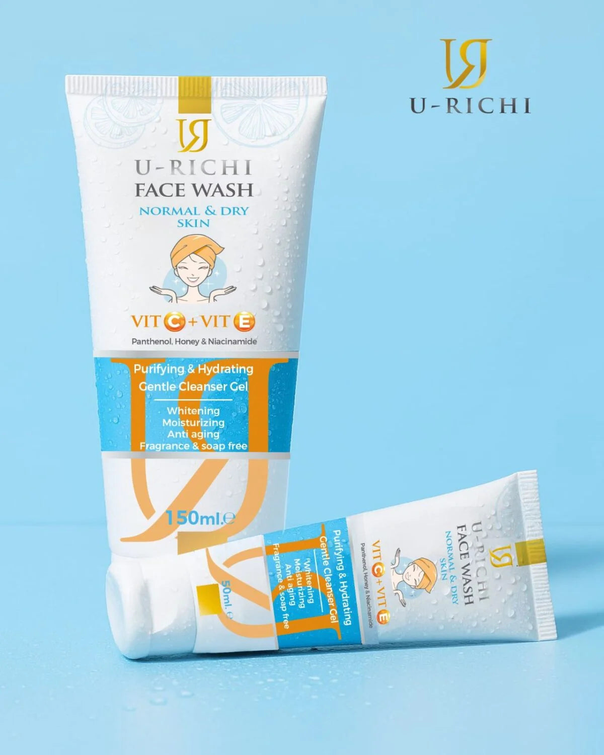 يوريتشي غسول البشرة العادية والجافة 150 مل - U-Richi Face wash for Dry and Normal Skin 150ml