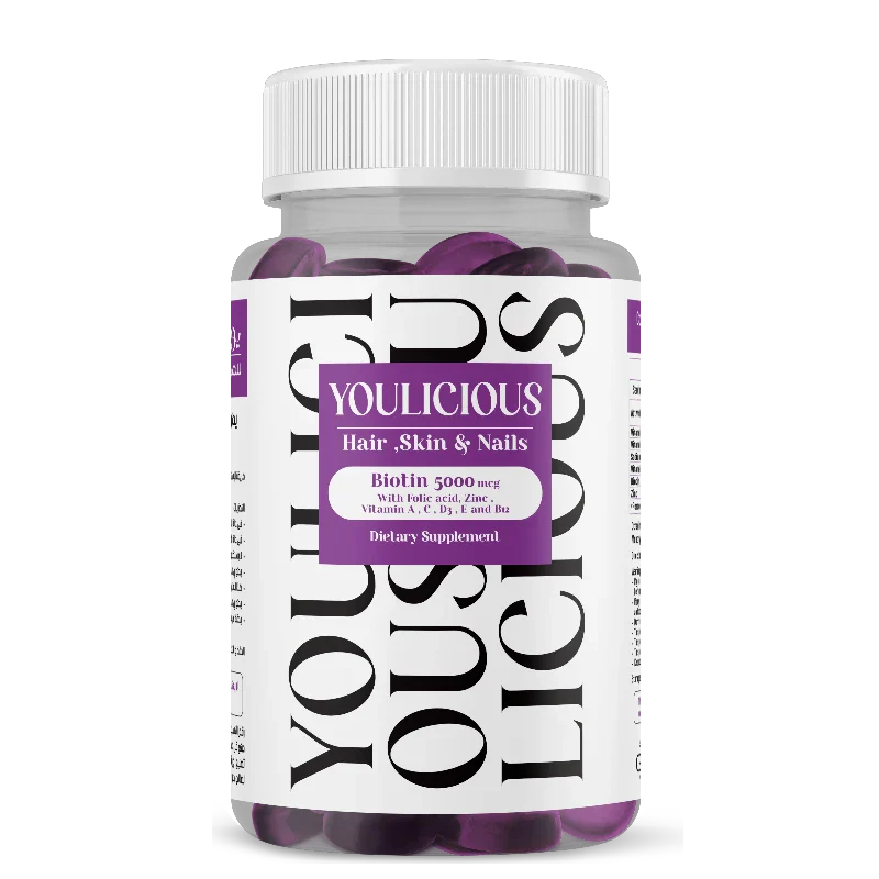 يوليشيس بيوتين 60ق مكمل غذائى للشعر والاظافر - Youlicious Hair, Skin, Nail 60 gummies