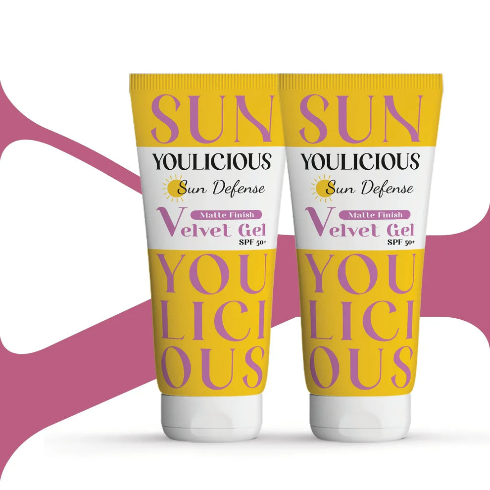 يوليشيس صن ديفينس فيلفيت جيل40مل 1+1 عرض - Youlicious Sun Defense Velvet Gel SPF 50+ 40gm Promo Pack (1+1)