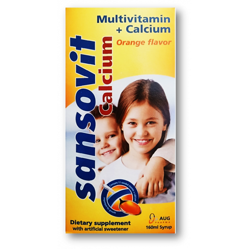 SANSOVIT CALCIUM  ORANGE FLAVOR SYRUP 160 ML