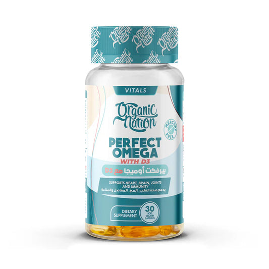 اورجانيك نيشن بيرفكت اوميجا 3 وفيتامين دى3 30كبسول - Organic Nation Perfect Omega3 With Vitamin D3-30Serv.-30 Capsules