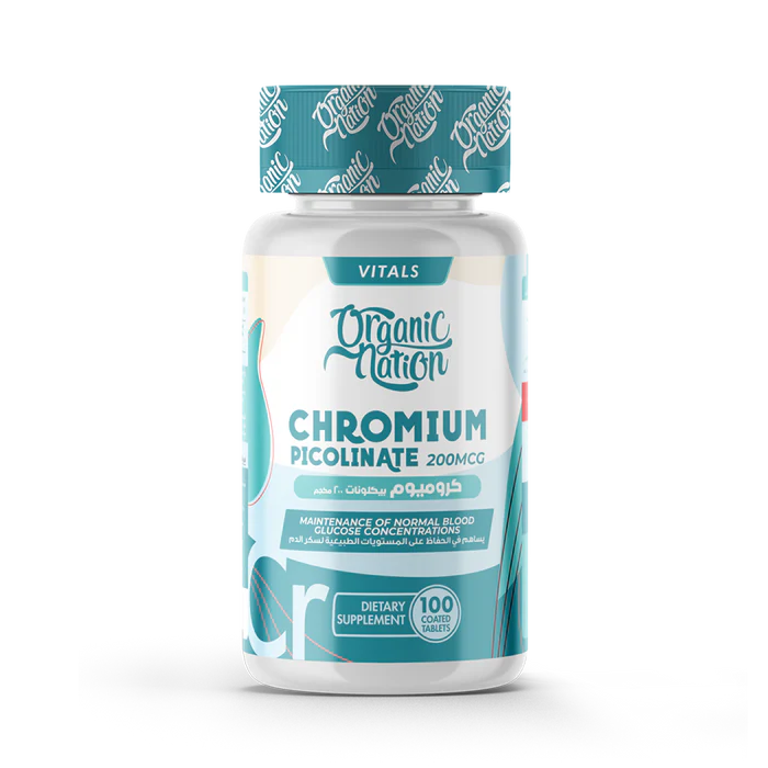 اورجانيك نيشن كروميوم بيكلونات 200 مكجم 100 قرص - Organic Nation Chromium Picolinate 200MCG-100Serv.-100Tablets