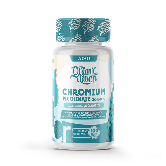 اورجانيك نيشن كروميوم بيكلونات 200 مكجم 100 قرص - Organic Nation Chromium Picolinate 200MCG-100Serv.-100Tablets