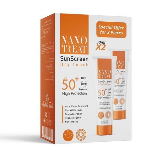نانو تريت صن سكرين 50مل دراى تاتش ح50 عرض 2ق  - Nano Treat Dry Touch Sunscreen SPF 50 - 50ml (Pack of 2)
