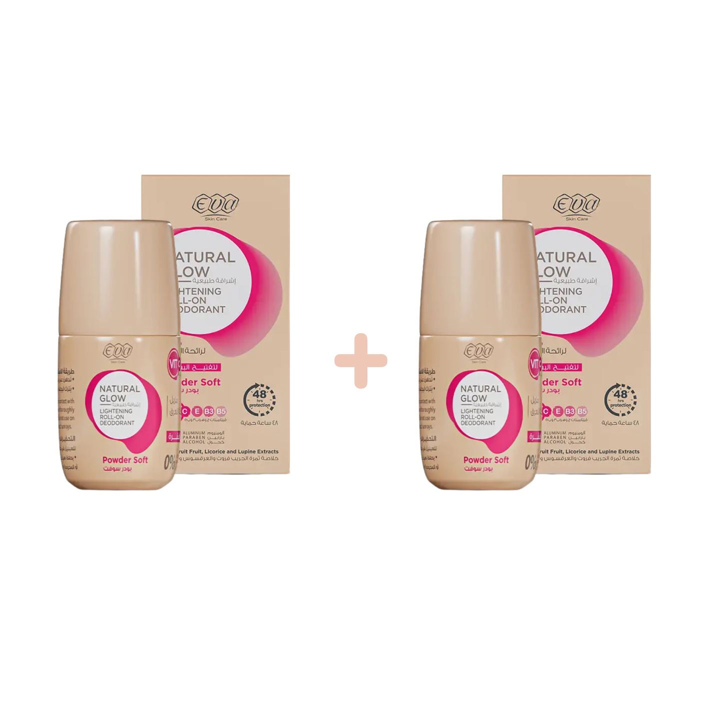 Eva Skin Care Natural Glow Lightening Roll On Deodorant " Powder Soft " (1+1)