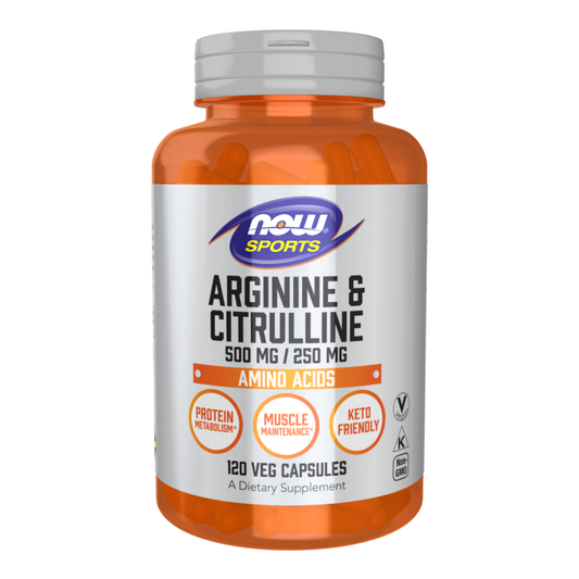 Now Arginine & Citrulline 500mg/250mg 120 Veg Capsules