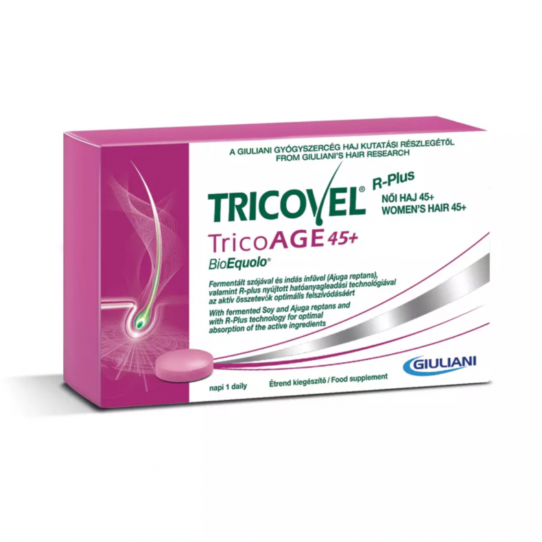 تريكوفيل مكمل غذائي تريكوايدج للشعر 30قرص - TRICOVEL TRICOAGE 45+ BIOEQUOLO TABL. 30X
