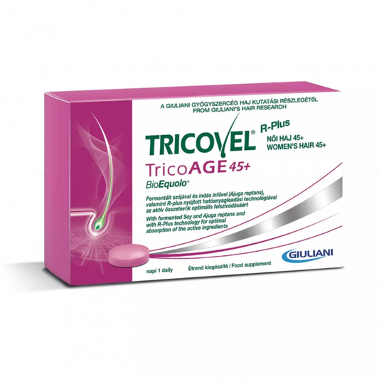تريكوفيل مكمل غذائي تريكوايدج للشعر 30قرص - TRICOVEL TRICOAGE 45+ BIOEQUOLO TABL. 30X
