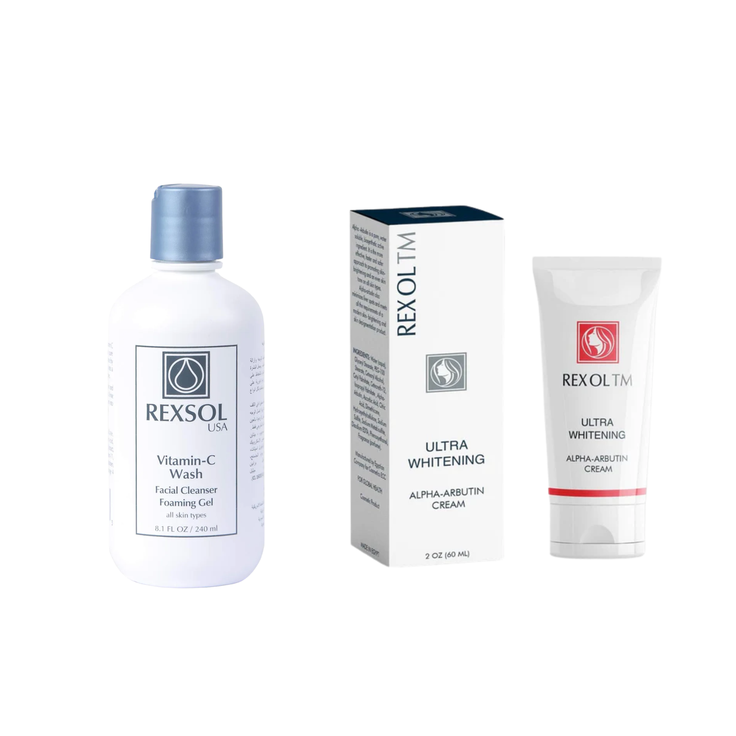 REXOL TM ULTRA WHITENING CREAM 60ML + Rexsol Vitamin-C Wash Facial Cleanser 240ml
