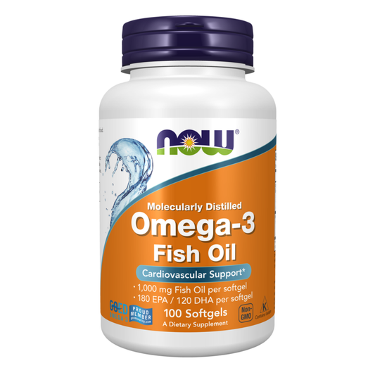 Now Omega 3 Fish Oil, Molecularly distilled 1000mg 100 Softgels