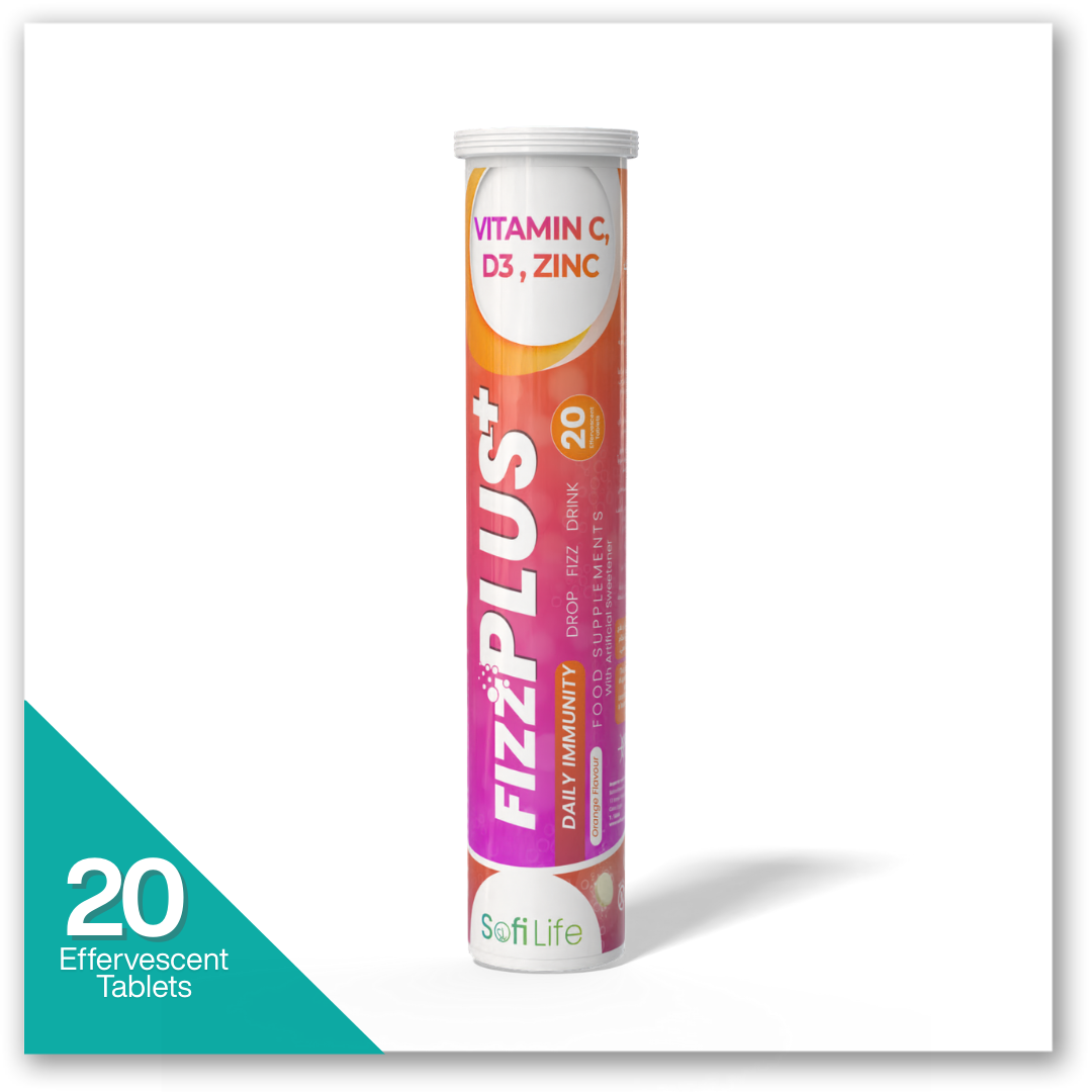 سوفي لايف فيز بلس فيتامين سي+د+ زنك 1000 مجم 20قرص - Fizz Plus Vitamin C + Zinc + D3