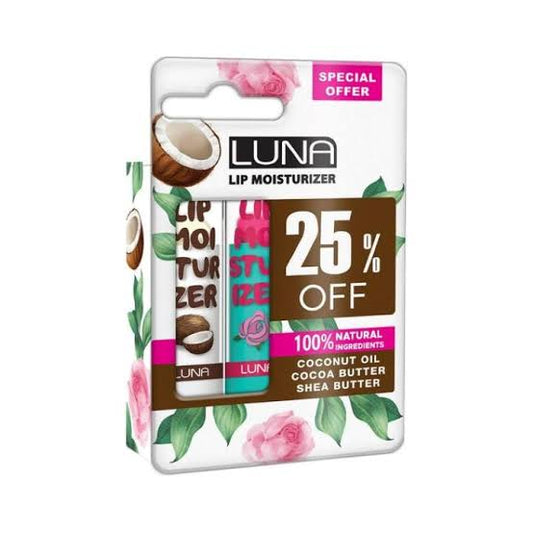 لونا زبدة كاكاو ورد وجوز هند عرض 2ق - Luna Cocoa Butter Lip Balm - Rose & Coconut (Twin Pack / 2 Pieces)