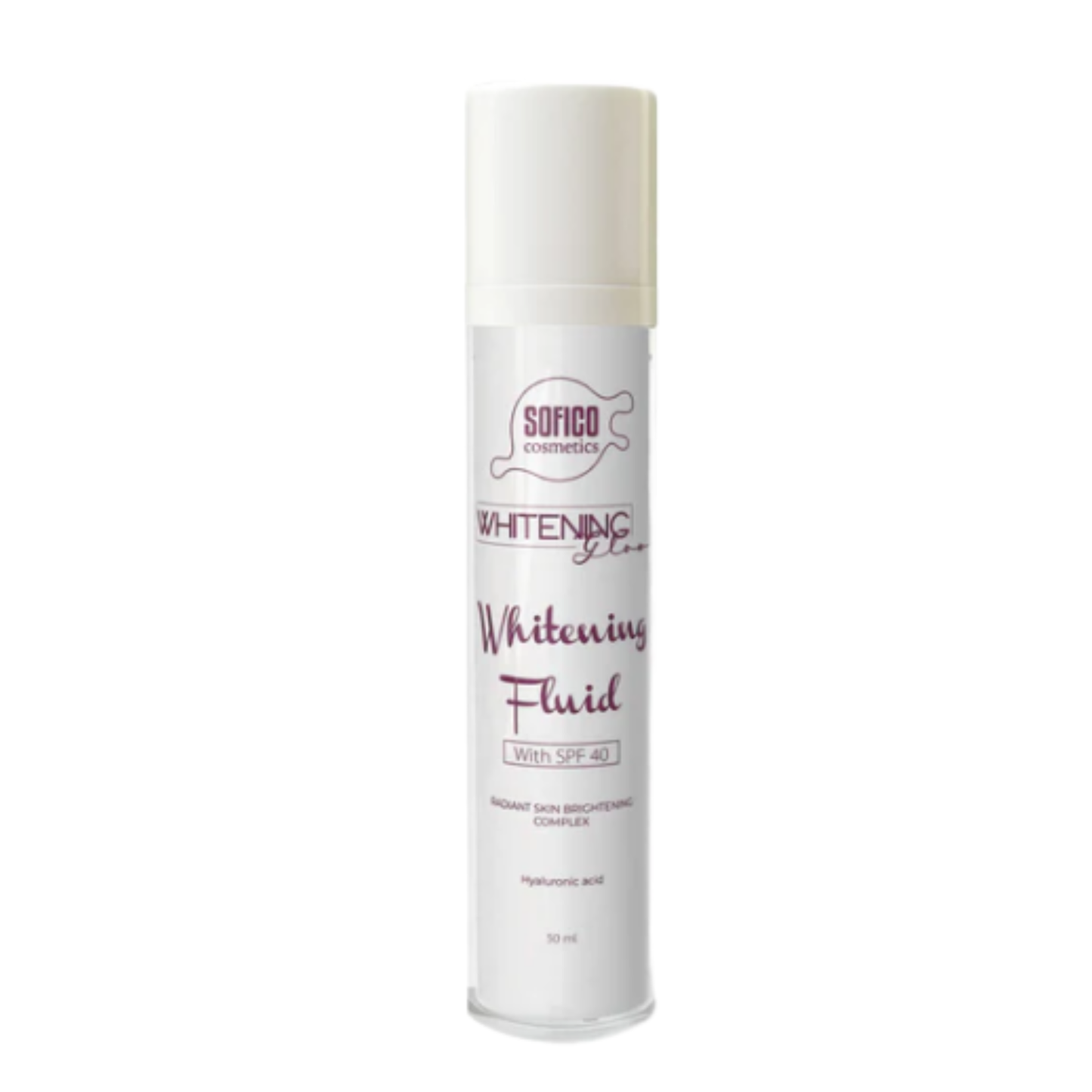 سوفيكو وايتننج جلو صن سكرين 50مل - Sofico Whitening Glow face & body SPF40 fluid with alpha-arbutin, hyaluronic Acid and marine collagen 50 ml
