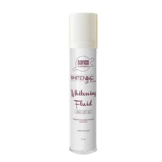 سوفيكو وايتننج جلو صن سكرين 50مل - Sofico Whitening Glow face & body SPF40 fluid with alpha-arbutin, hyaluronic Acid and marine collagen 50 ml