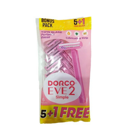 دوركو ماكينة حلاقة حريمي كيس 5+1 بينك - Dorco Women's Disposable Razor - 5+1 Free Pack (Pink)