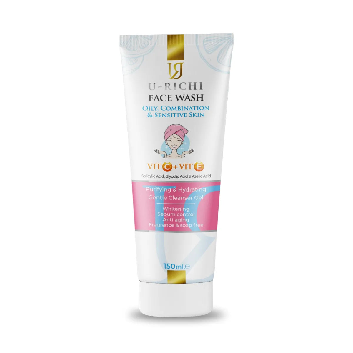 يوريتشي غسول البشرة الدهنية والمختلطة 150مل - U-Richi Face Wash for oily, combination and sensitive skin 150 ml