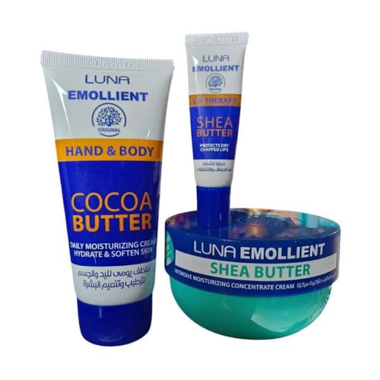 لونا شنطة  ك شيا160م +ك هاند75م +ليب ثيربي - Luna Care Bag Set - Shea Body Cream (160 ml), Hand Cream (75 ml) & Lip Therapy