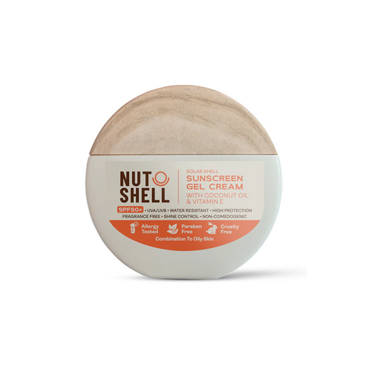 نات شيل صن سكرين جيل 50مل جوزهند وفيتامين اي - Nut shell Sunscreen Gel 50ml - Coconut & Vitamin E