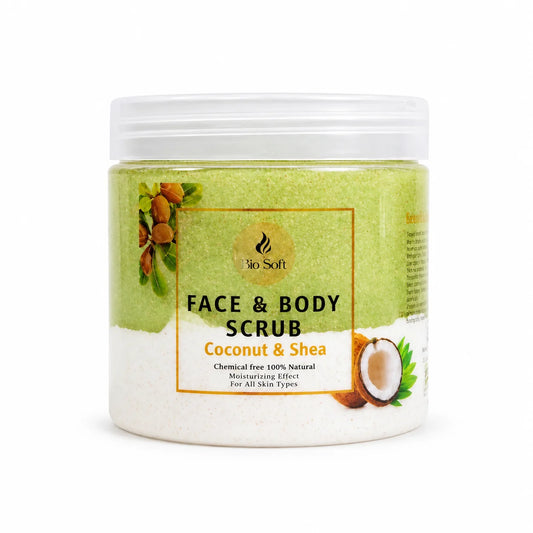 بيو سوفت سكرب جوز هند وشيا 500مل - Bio Soft Coconut & Shea Face & Body Scrub 500 ml