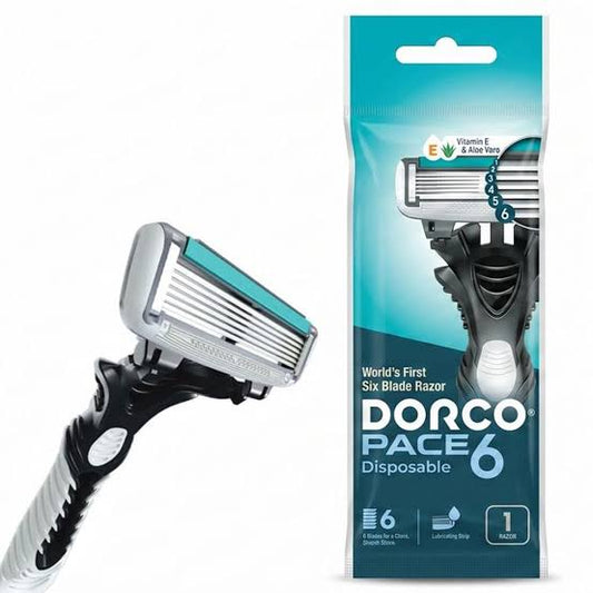 دوركو ماكينة حلاقة رجالي 1 ق 6شفره كيس - Dorco Men's 6-Blade Disposable Razor - 1 Piece Pouch