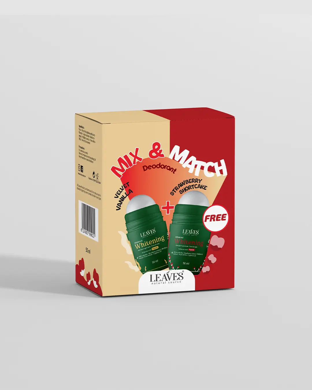 ليفز رول اون 50مل فراوله + فانيلا - Leaves Roll-On Deodorant - Strawberry + Vanilla (50ml)