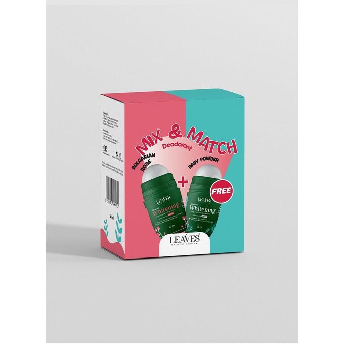 ليفز رول اون 50مل بودر + روز - Leaves Roll-On Deodorant - Powder + Rose (50ml)