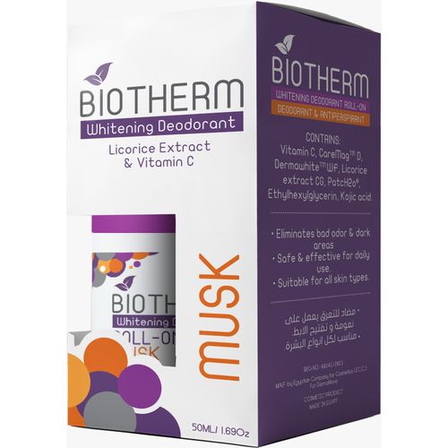 بايوثيرم رول اون 50 مل مسك عرض 1+1  - Biotherm Roll-On Deodorant (50ml) - Musk - 1+1 Offer
