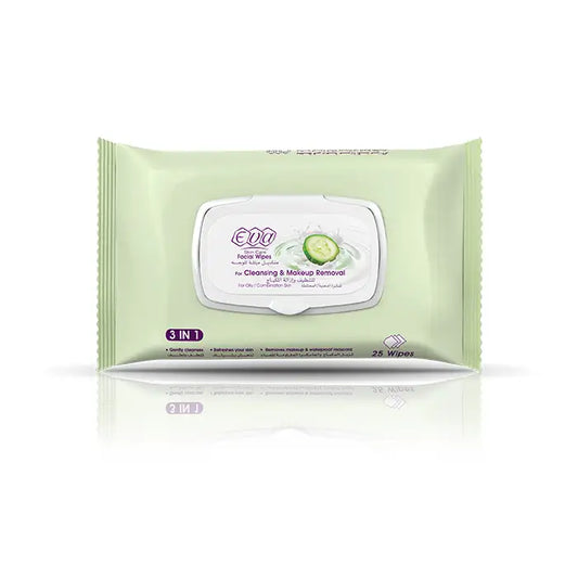 Eva Skin Care Facial Wipes For Cleansing & Makeup Removal For Oily / Combination Skin ( 25 Wipes)