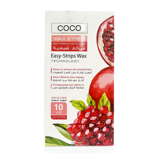 كوكو واكس شرائح شمعية 10ق رمان - Coco Wax Waxing Strips 10pcs - Pomegranate