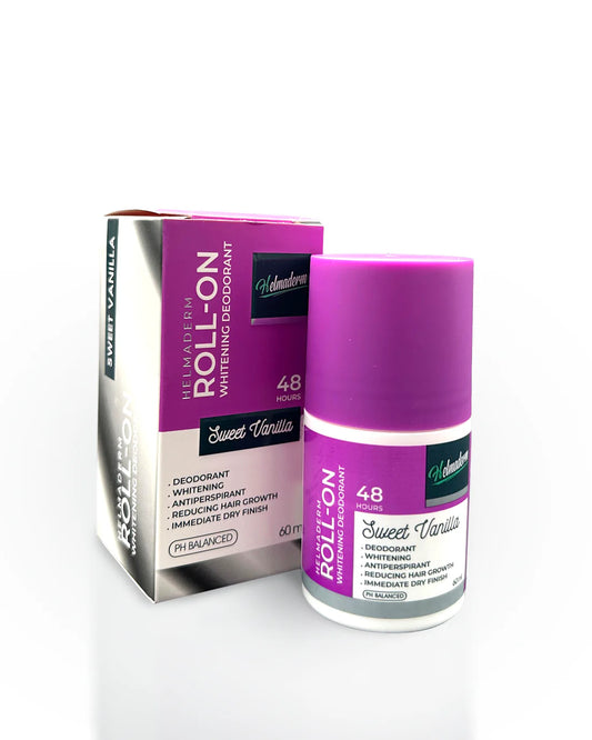 هيلماديرم رول اون 60مل  سويت فانيليا  - Helmaderm Deodorant Whitening Roll-on Hair Reducer With Sweet Vanilla 60ml