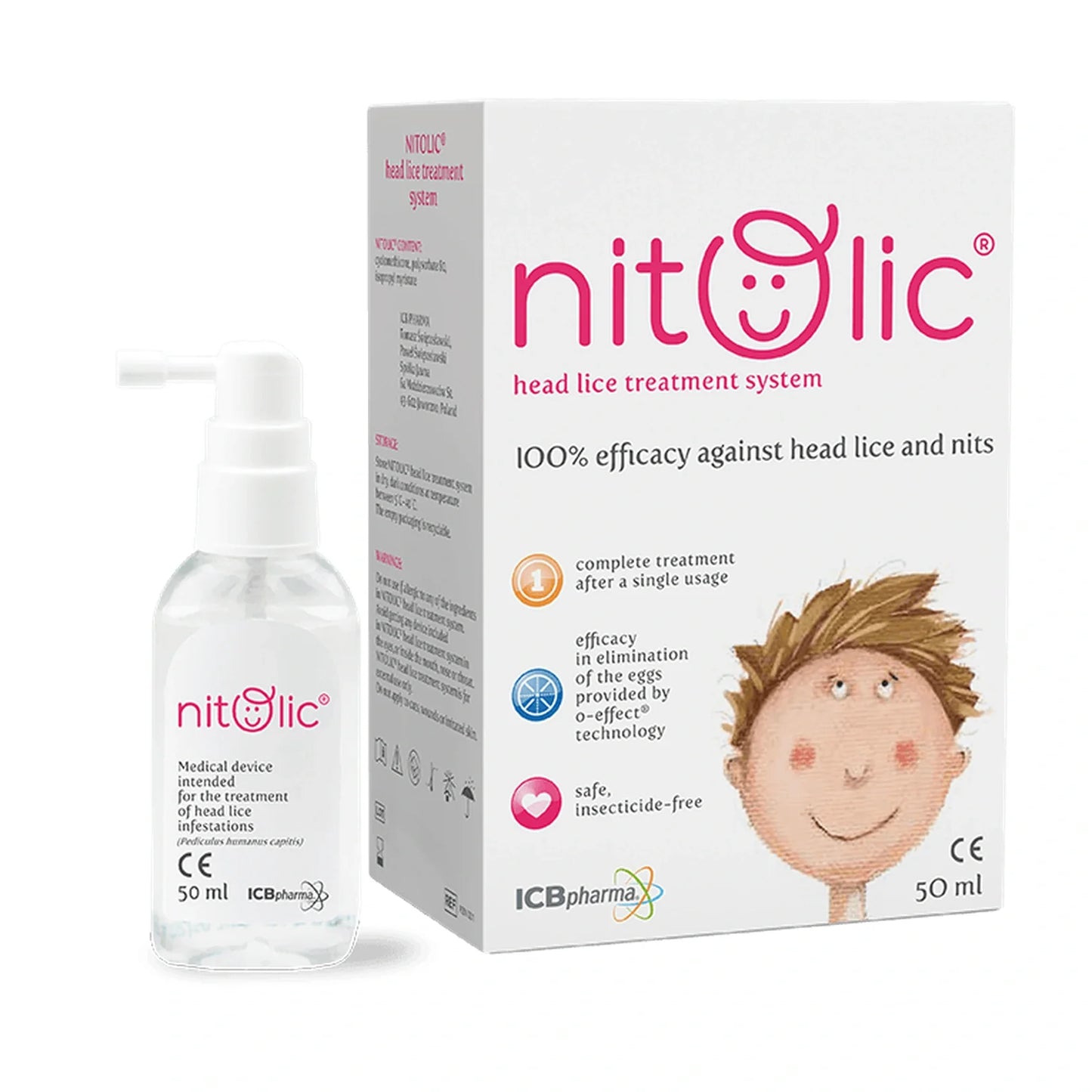نيتولك محلول لحشرات الرأس 50مل معالج - Nitolic head lice treatment system 50ml