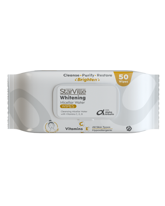 StarVille Whitening Micellar Water Wipes 50 - ستار فيل وايتنينج ميسيلار واتر وايبس 50 منديل