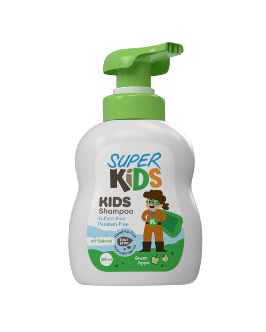 Superkids Kids Shampoo Green Apple Fragrance 300ml - سوبر كيدز شامبو للأطفال برائحة التفاح الأخضر 300 مل