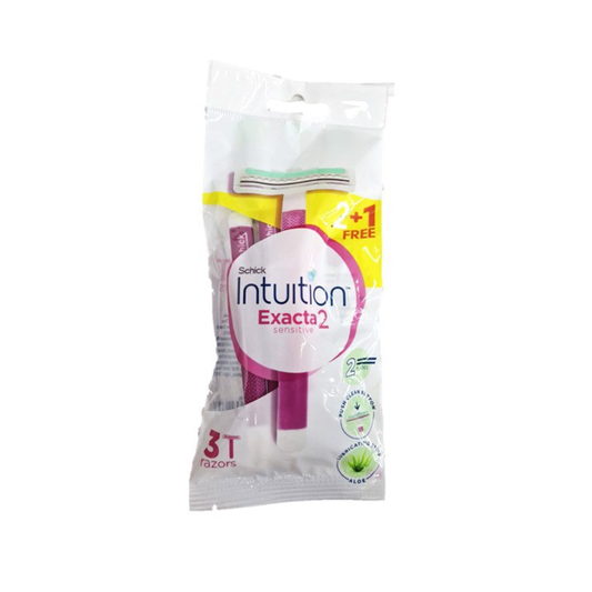 شيك انتويشن ماكينة حلاقة حريمي 2+1ق 2شفرة بنك - Schick Exacta 2 Women's Disposable Razors - Pink (2+1 Free Pack, Twin-Blade)
