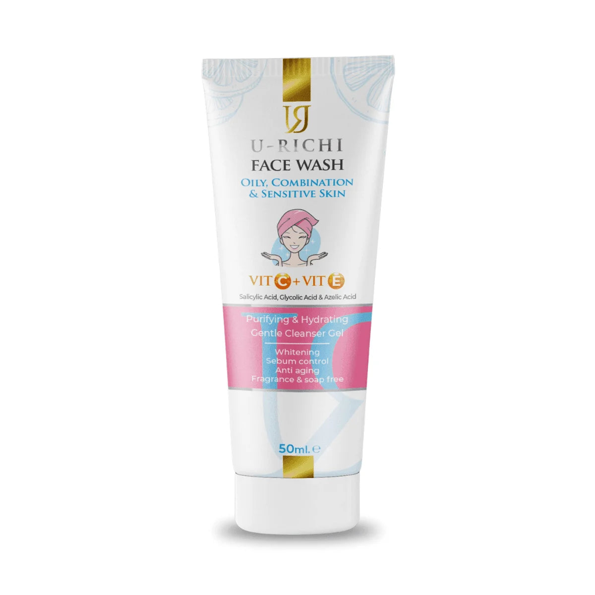 يوريتشي غسول البشرة الدهنية والمختلطة 50 مل - U-Richi Face wash for Oily, Combination and Sensitive Skin 50ml