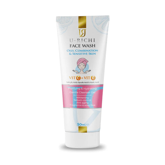 يوريتشي غسول البشرة الدهنية والمختلطة 50 مل - U-Richi Face wash for Oily, Combination and Sensitive Skin 50ml