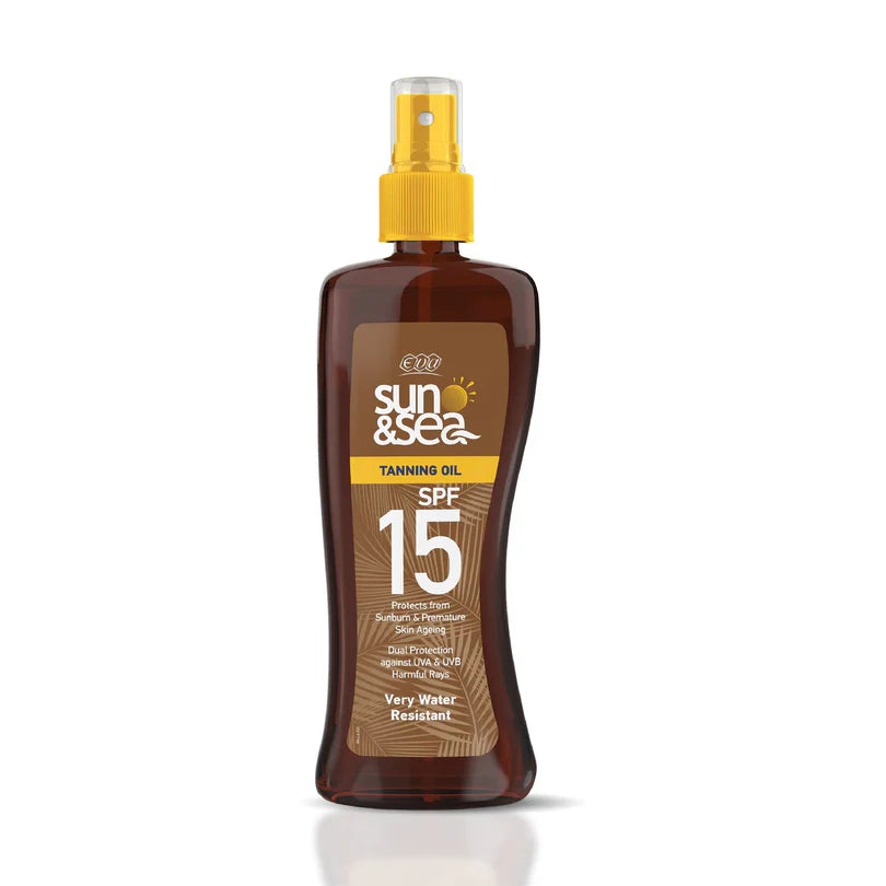 Eva Sun & Sea Tanning Oil Spray SPF ( 15 ) 200ML - إيفا صن آند سي تانينج أويل سبراي معامل حماية 15، 200 مل